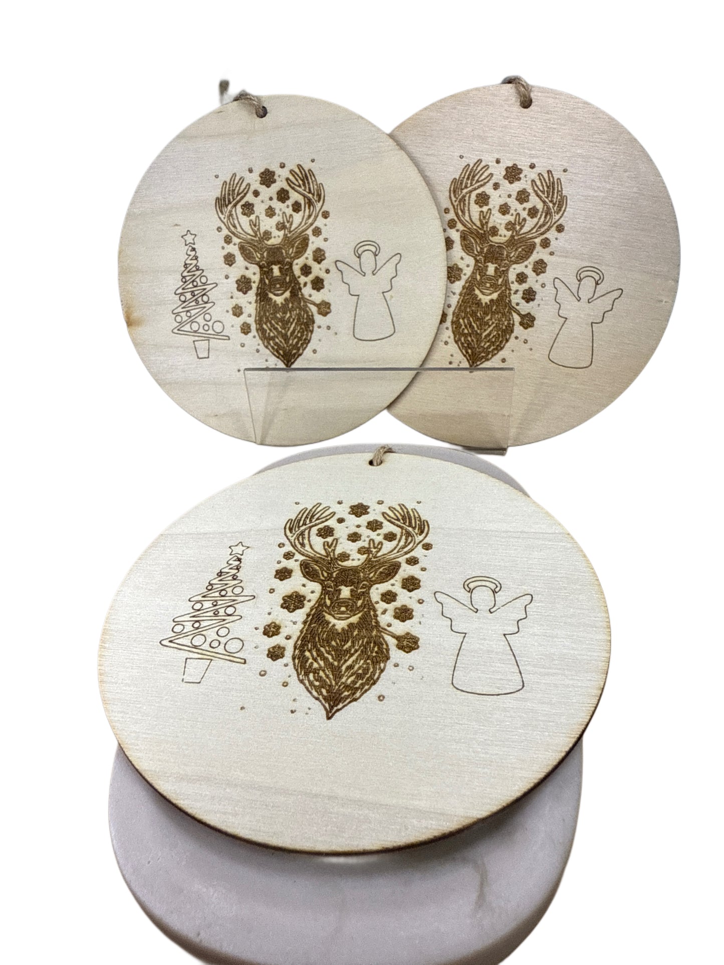 Wooden Christmas tree baubles