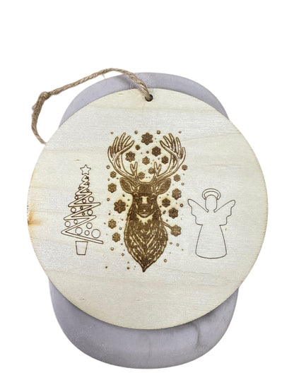Wooden Christmas tree baubles