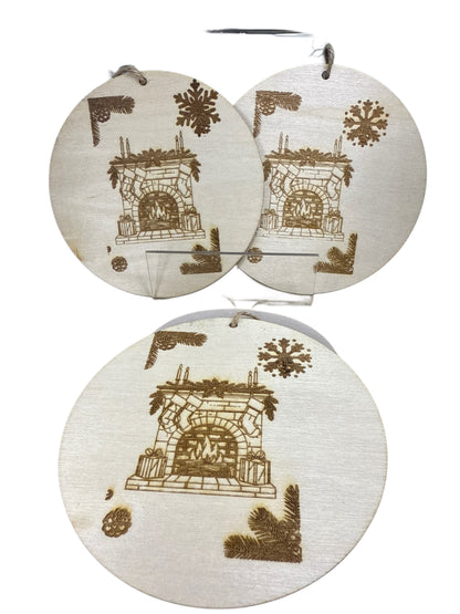Wooden Christmas tree baubles