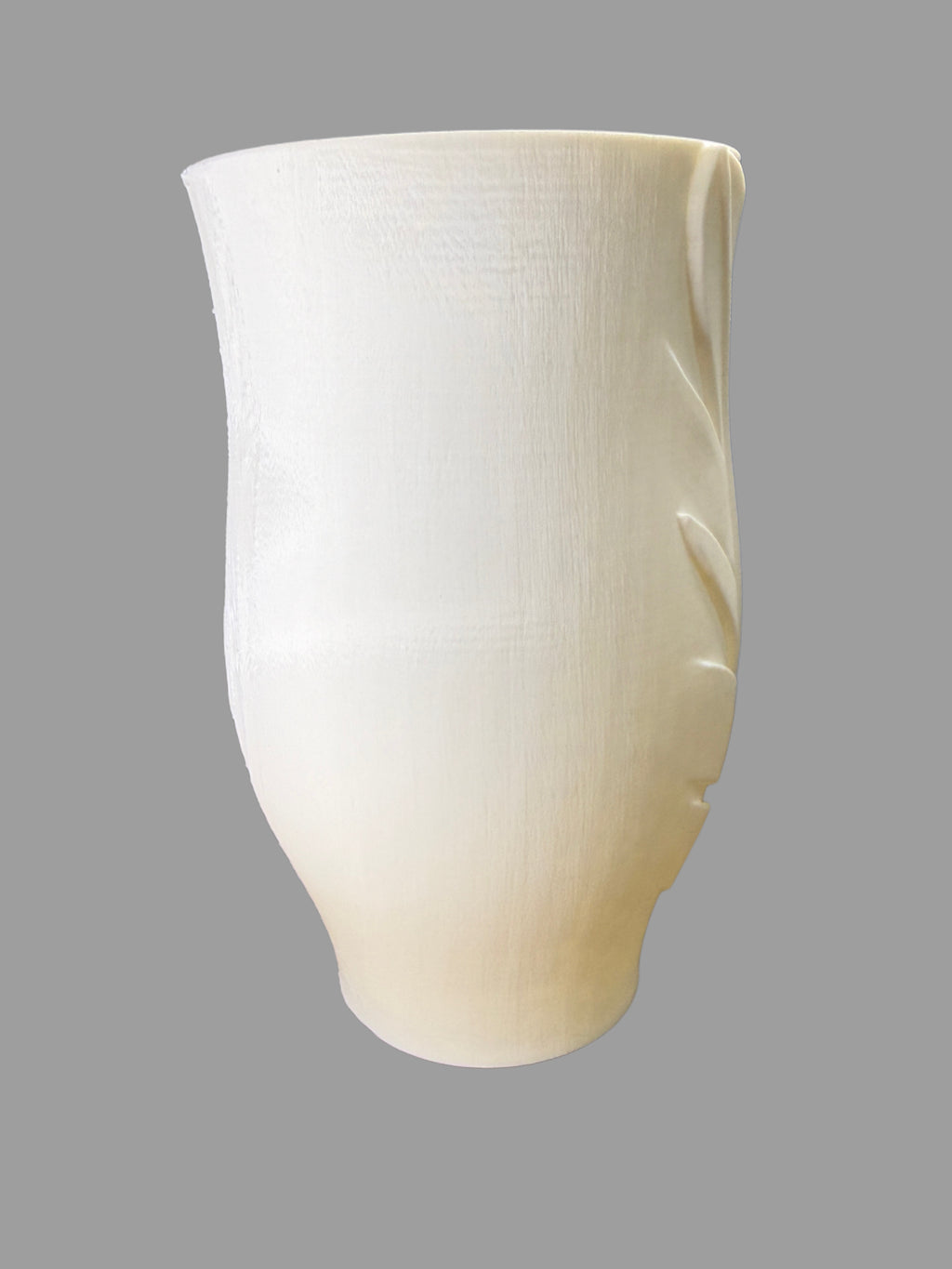 White Marble 3D Printed Vase – Elegant Leaf Design
