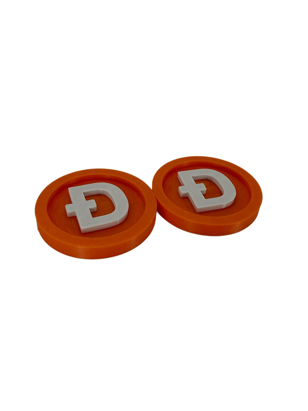 3D Printed Dogecoin – Orange & White Finish