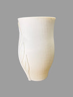 White Marble 3D Printed Vase – Elegant Leaf Design