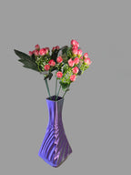 Purple & Green 3D Printed Vase – Luxurious Twisted Design