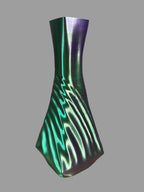 Purple & Green 3D Printed Vase – Luxurious Twisted Design