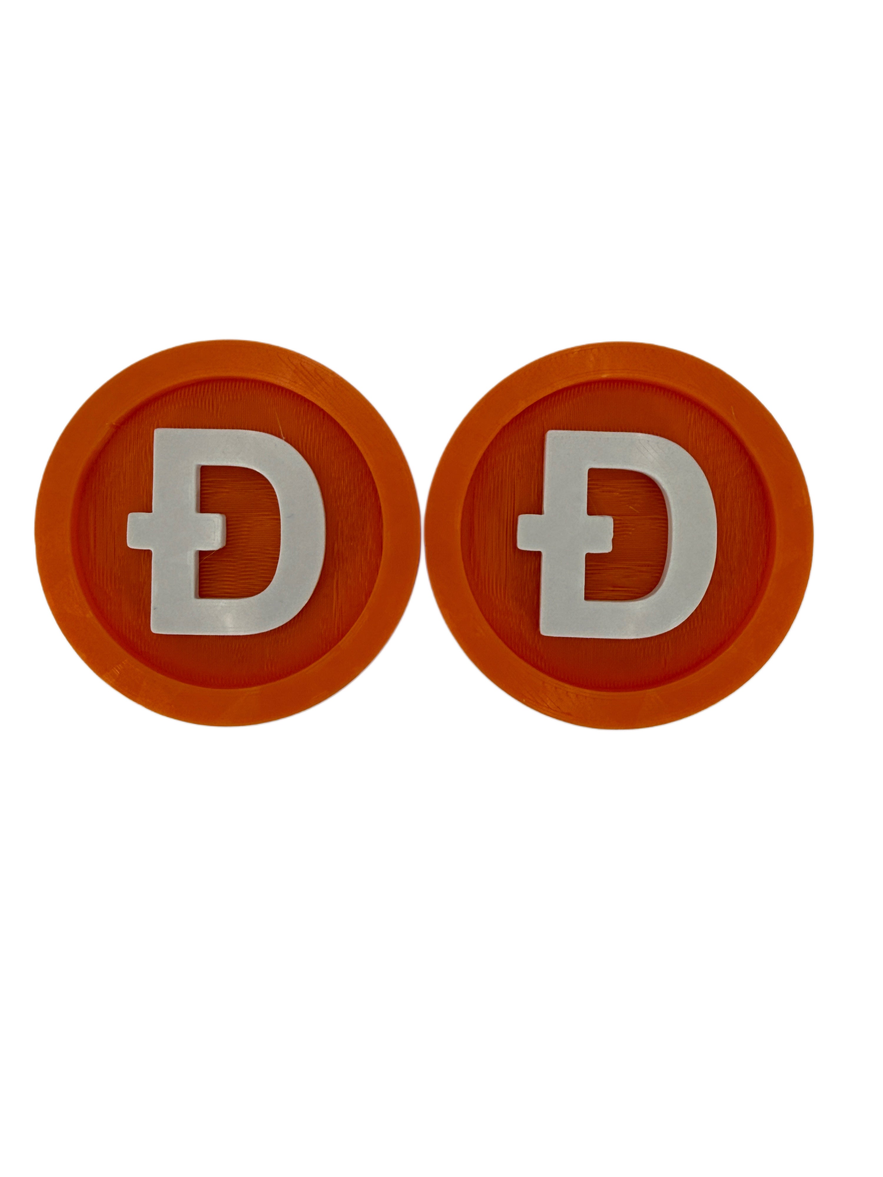 3D Printed Dogecoin – Orange & White Finish