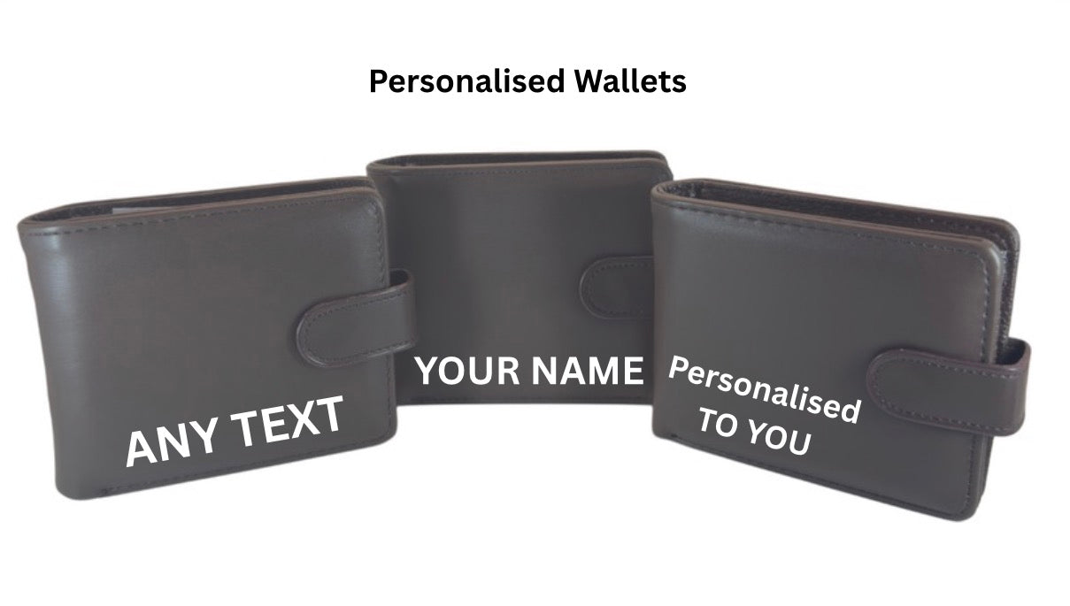 Personalised Engraved Leather Wallet – Premium Dark Brown Finish