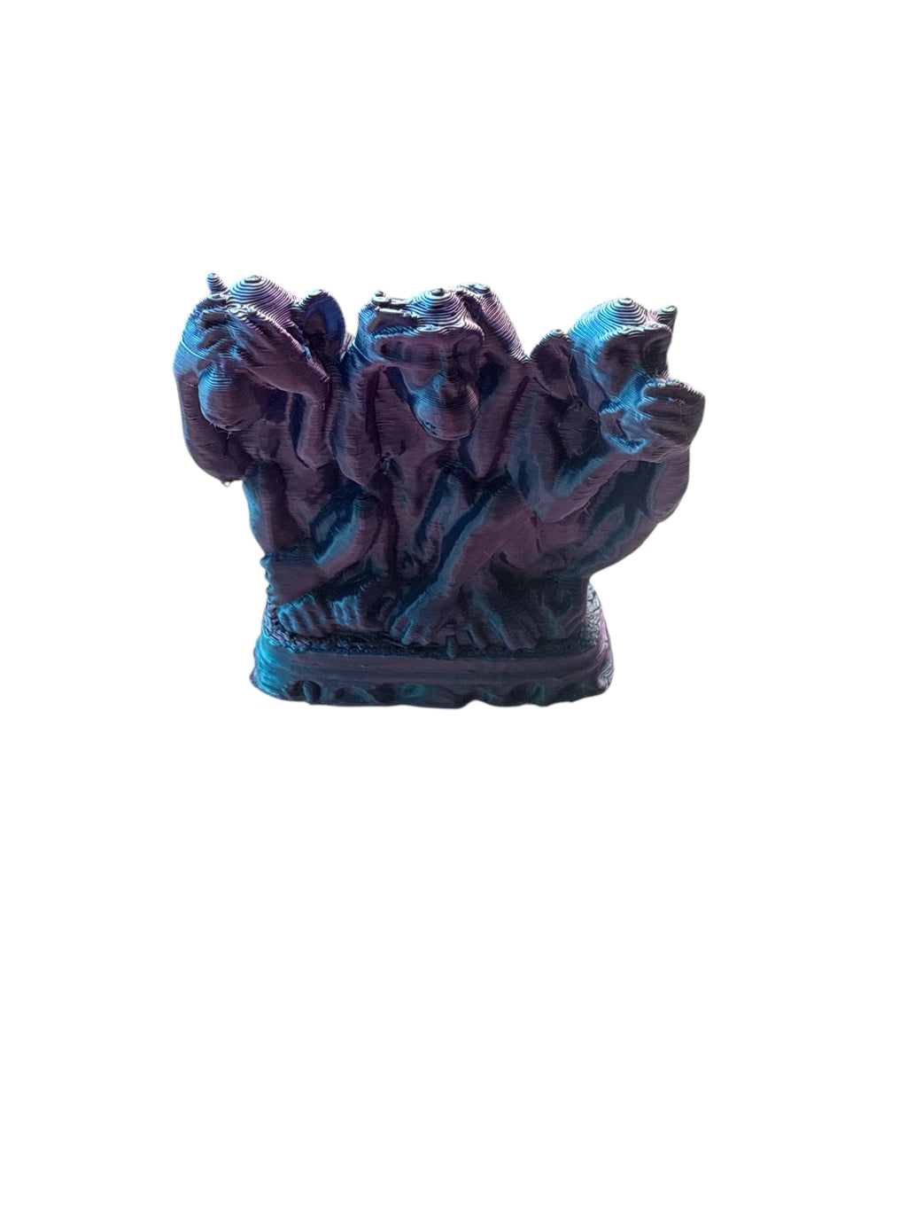 3D Printed “Three Wise Monkeys” Figurine Set – Purple & Blue Edition