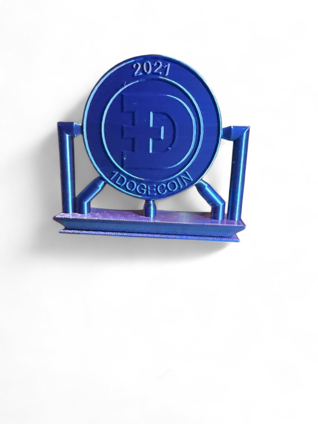 3D Printed Ðoge Figurine – Purple & Blue Edition
