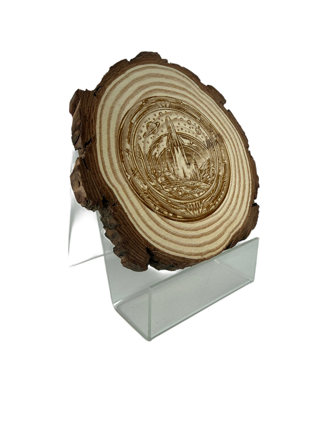 Space Themed Wooden Coaster – Handcrafted from Pine Wood