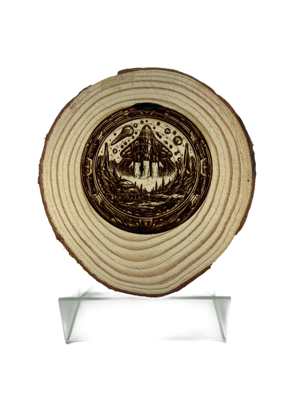 Space Themed Wooden Coaster – Handcrafted from Pine Wood