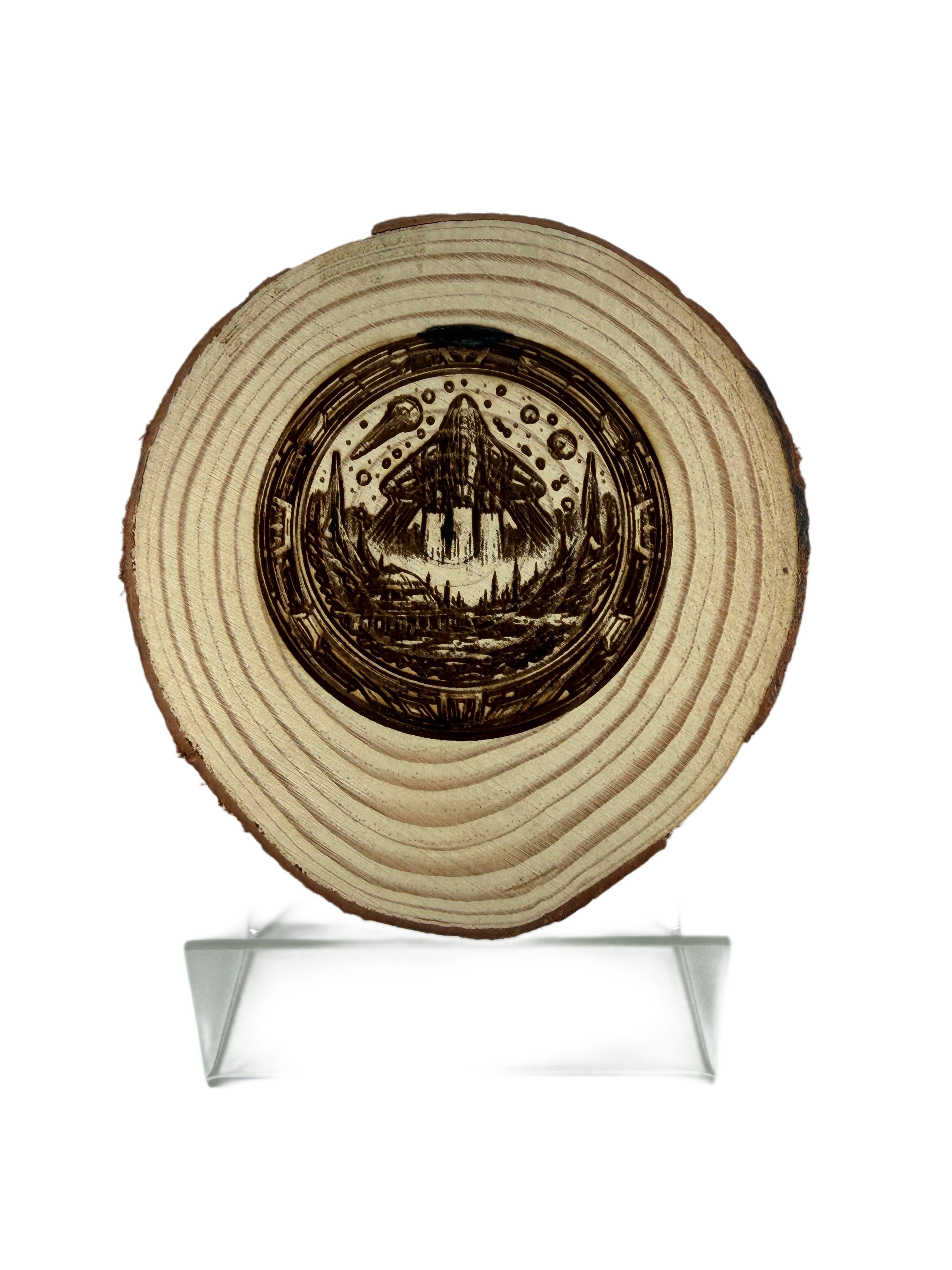 Space Themed Wooden Coaster – Handcrafted from Pine Wood