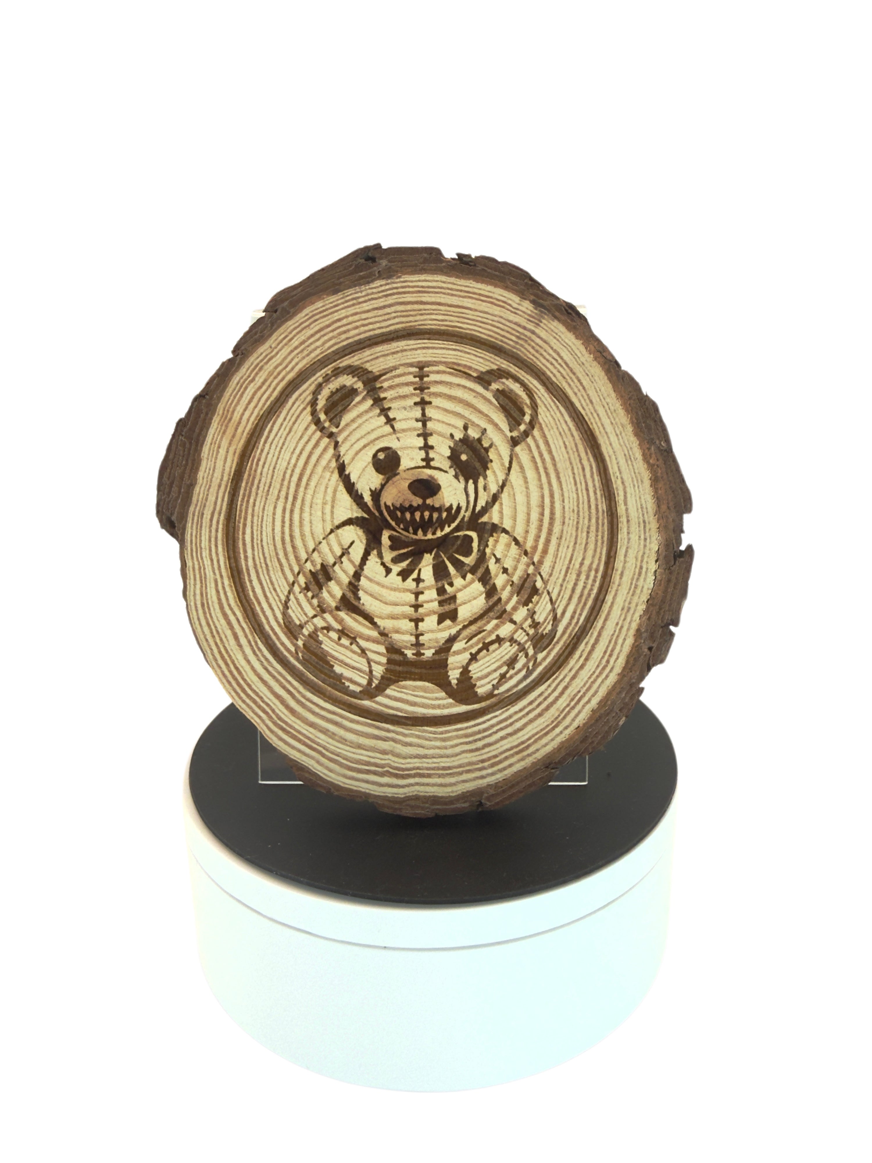 Laser Engraved Horror Bear Wooden Coaster / Wall Décor
