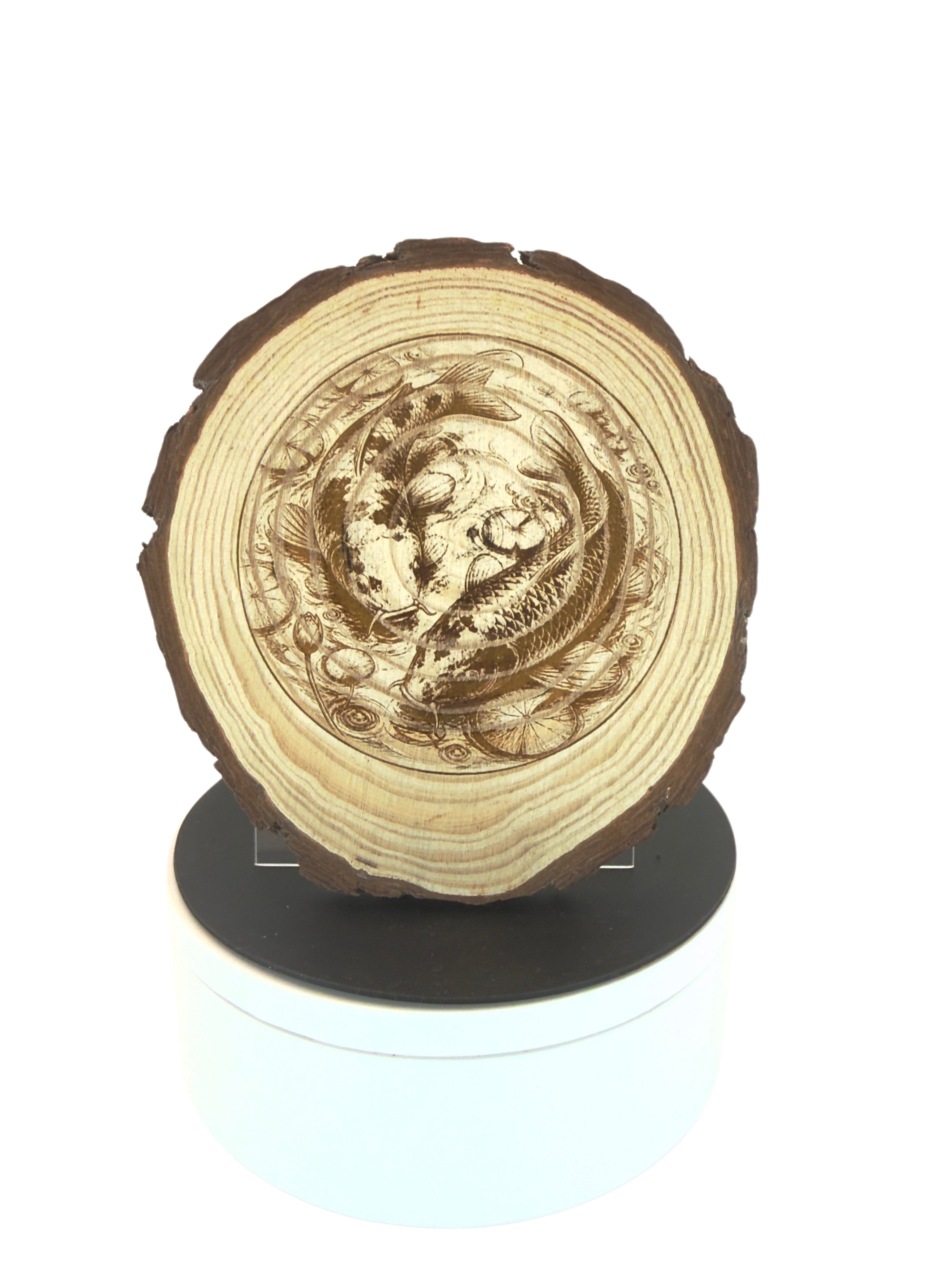 Laser Engraved Koi Carp Wooden Coaster / Wall Décor